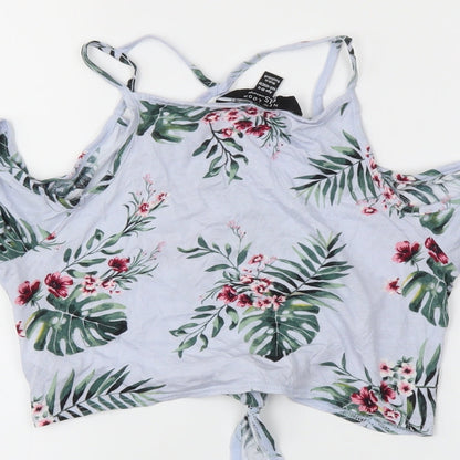 NEWLOOK Girls Blue Floral  Cropped Tank Size 10-11 Years