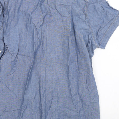 Mens UK Size S H&M Blue  Button-Up Short Sleeve Casual Shirt