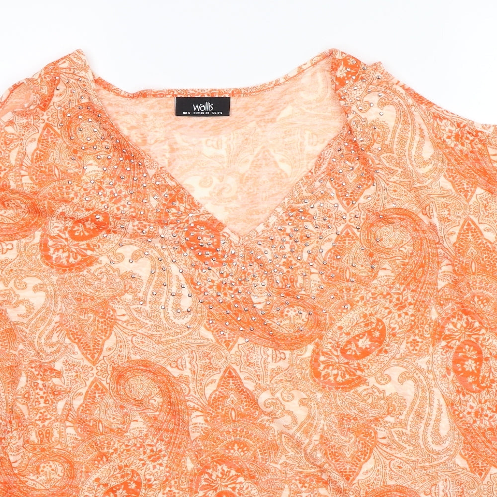 Womens UK Size S Wallis Orange Basic Blouse