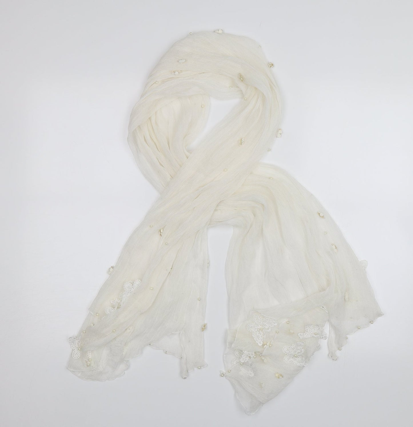 Kelly Craig Unisex White    Scarf   - Butterflies