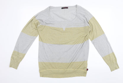 I LOVE MY TEE Womens Silver Striped  Pullover Jumper Size L