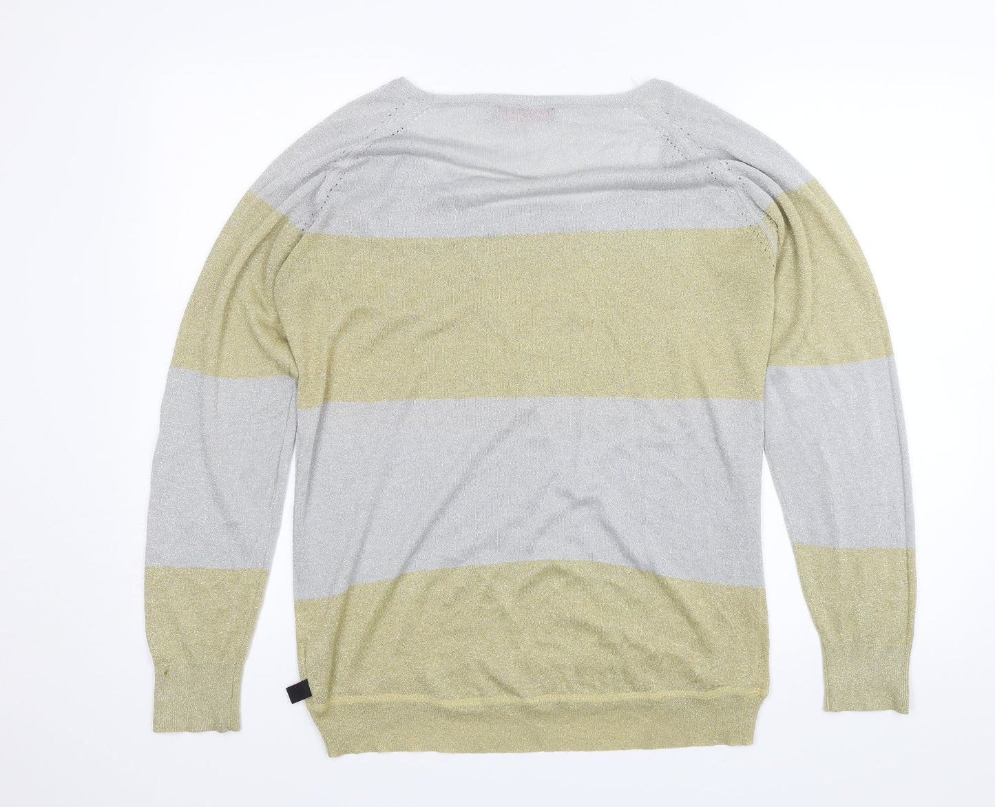 I LOVE MY TEE Womens Silver Striped  Pullover Jumper Size L