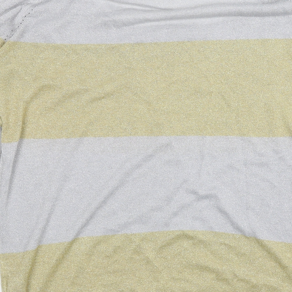 I LOVE MY TEE Womens Silver Striped  Pullover Jumper Size L