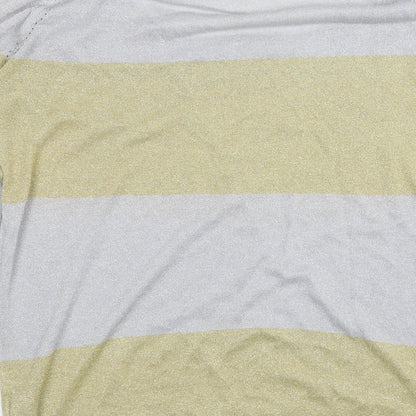 I LOVE MY TEE Womens Silver Striped  Pullover Jumper Size L