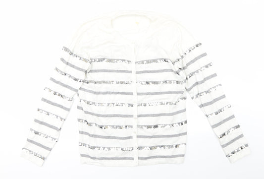 Micha Womens White Striped  Pullover Jumper Size 18