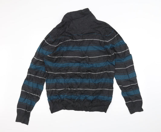 NEXT Mens Grey Striped  Pullover Jumper Size M