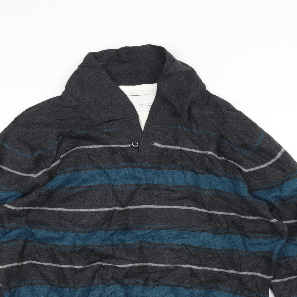 NEXT Mens Grey Striped  Pullover Jumper Size M