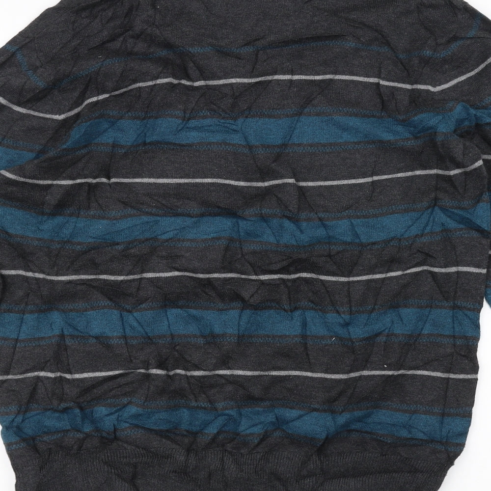 NEXT Mens Grey Striped  Pullover Jumper Size M