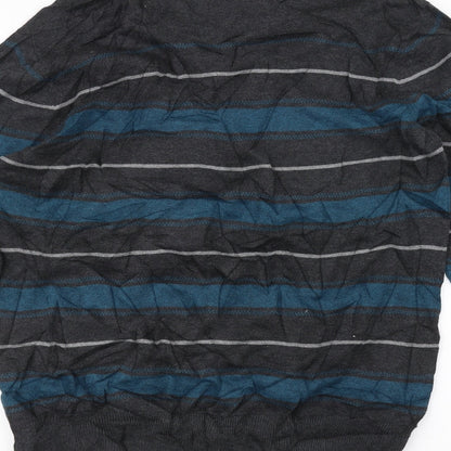 NEXT Mens Grey Striped  Pullover Jumper Size M
