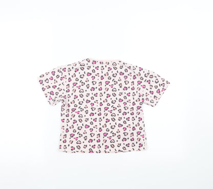 Matalan Girls Pink Animal Print  Basic T-Shirt Size 5 Years