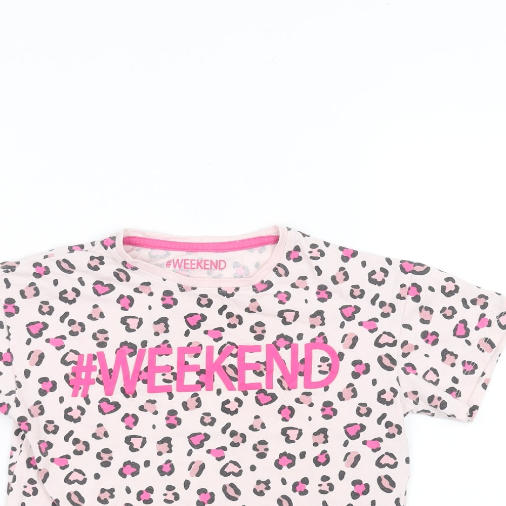 Matalan Girls Pink Animal Print  Basic T-Shirt Size 5 Years