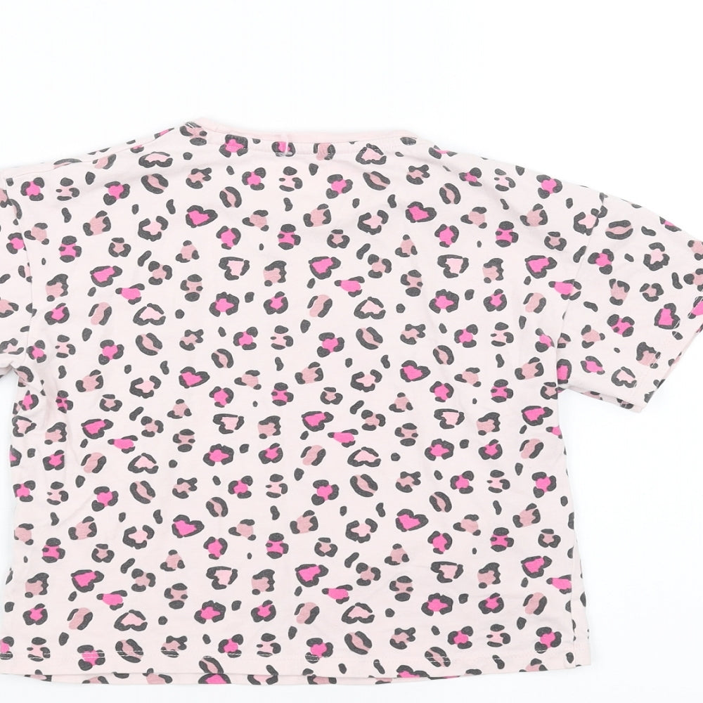 Matalan Girls Pink Animal Print  Basic T-Shirt Size 5 Years