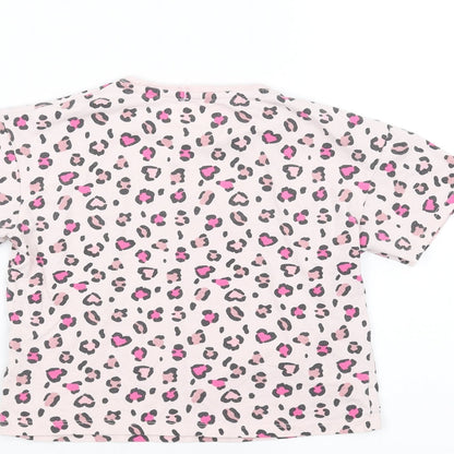 Matalan Girls Pink Animal Print  Basic T-Shirt Size 5 Years