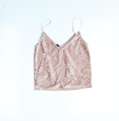 Womens UK Size XS Divided Pink Cropped T-Shirt