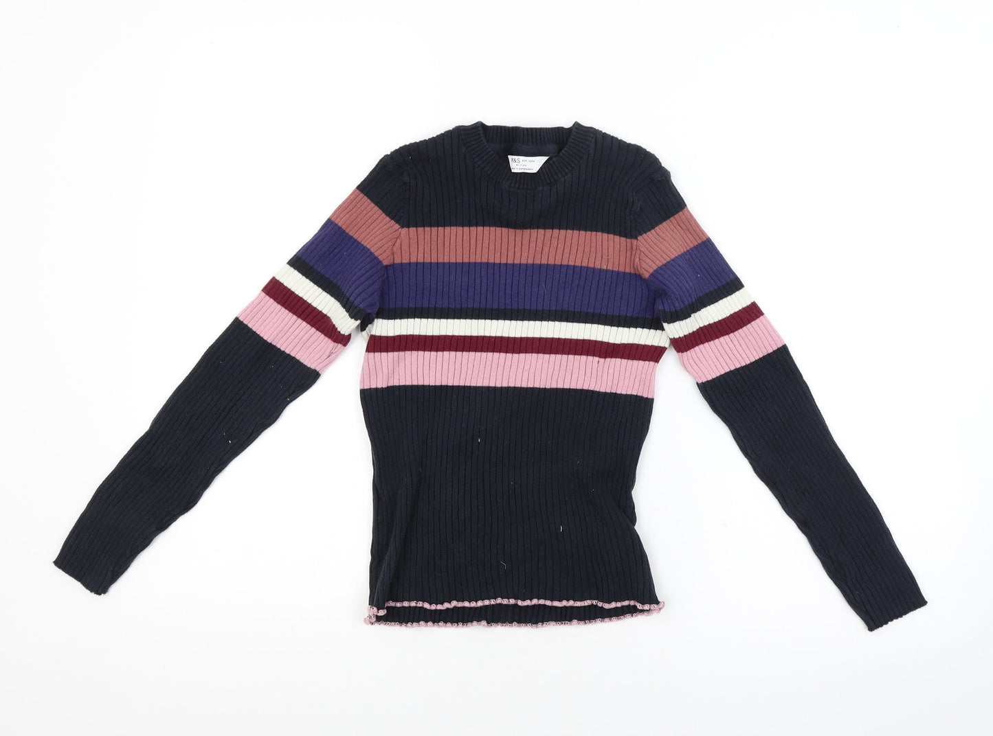 M&S Girls Beige Striped  Pullover Jumper Size 10-11 Years