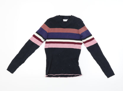 M&S Girls Beige Striped  Pullover Jumper Size 10-11 Years