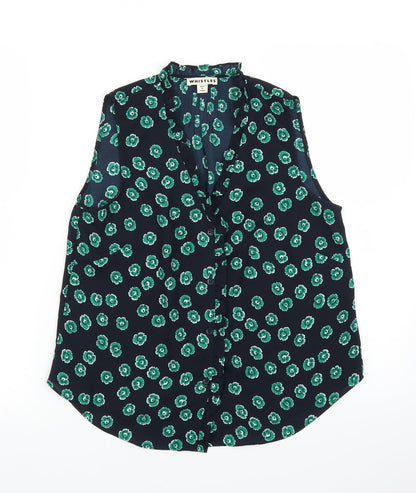Whistler Womens Blue Floral  Basic Button-Up Size 6