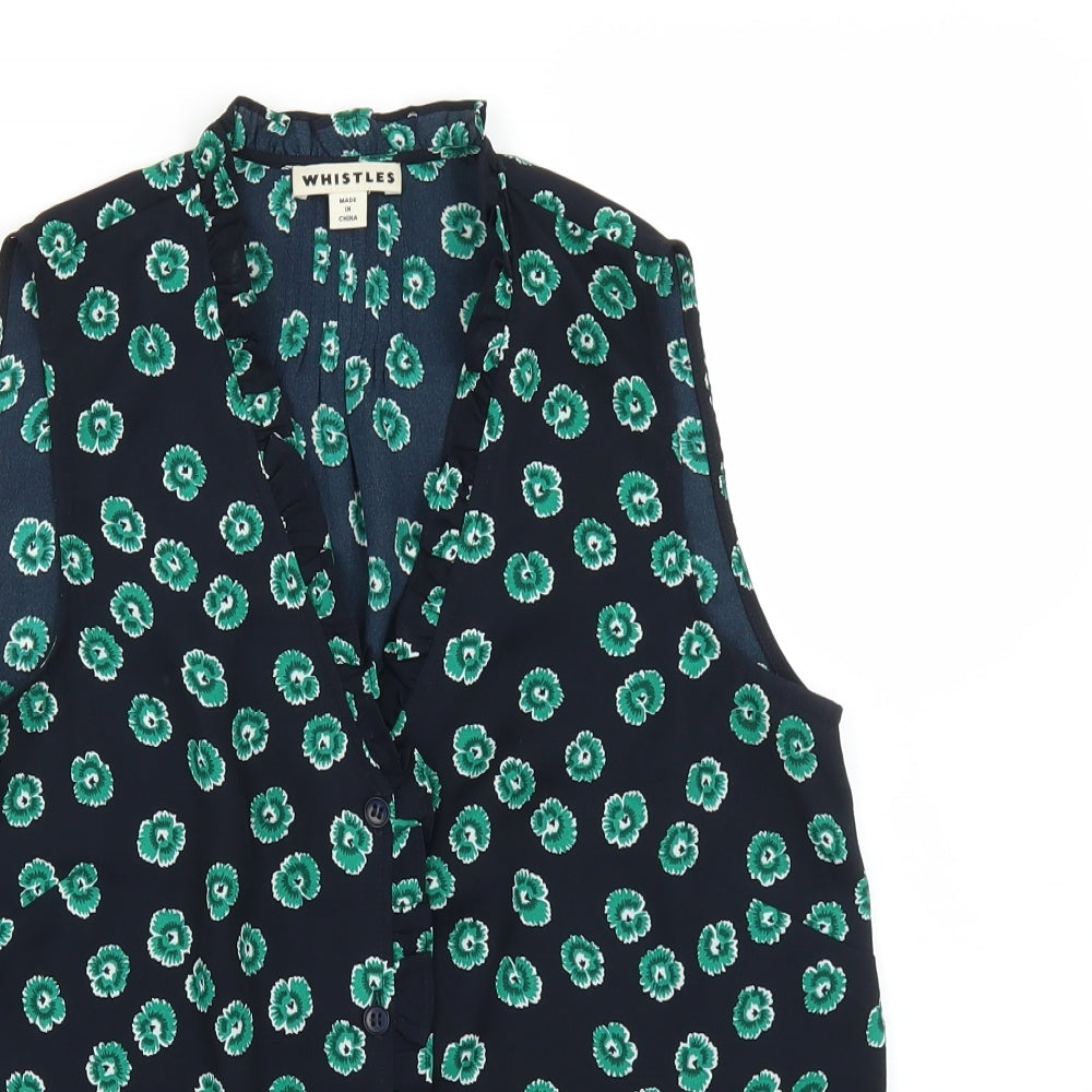 Whistler Womens Blue Floral  Basic Button-Up Size 6