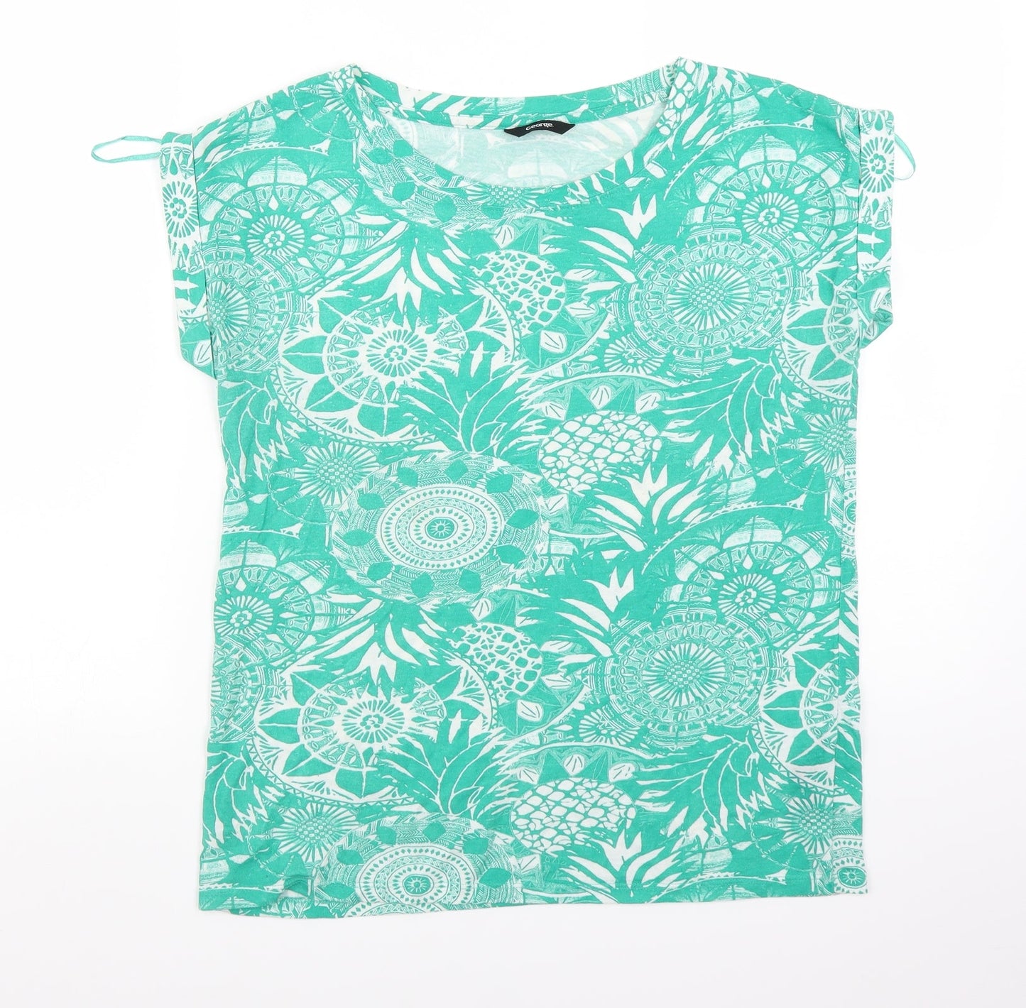 George Womens Green Floral  Basic T-Shirt Size 10
