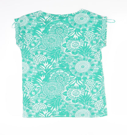 George Womens Green Floral  Basic T-Shirt Size 10