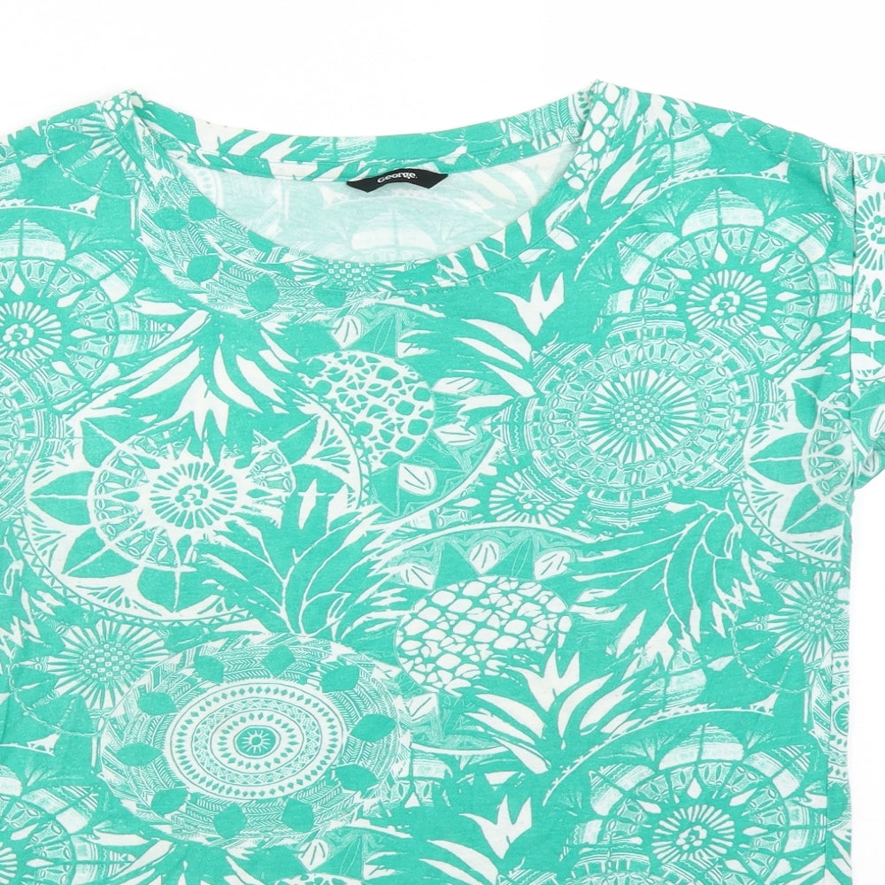 George Womens Green Floral  Basic T-Shirt Size 10