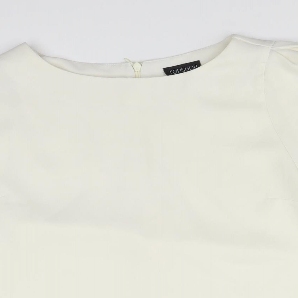 Womens UK Size 10 Topshop White Basic Blouse