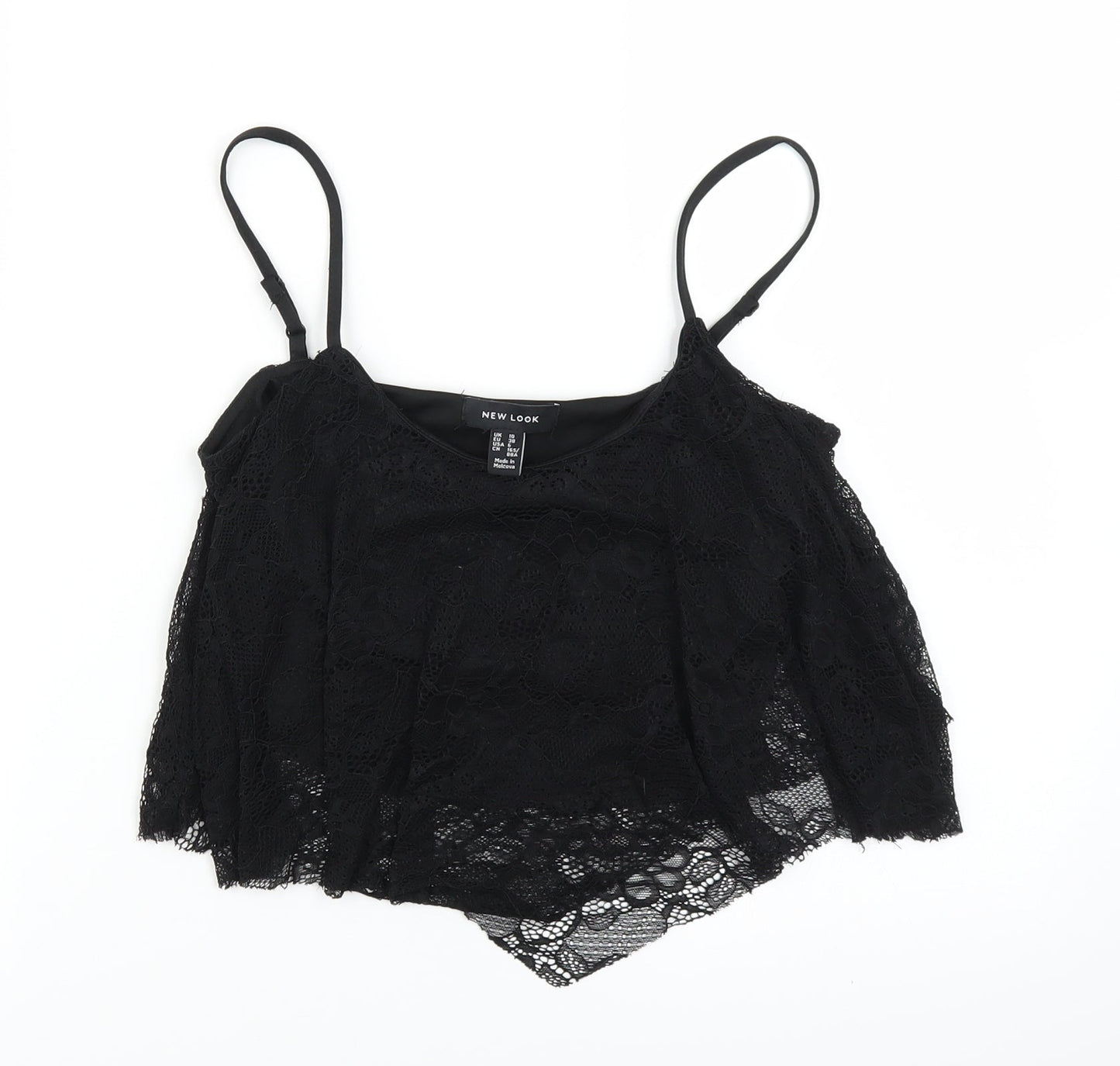 Womens UK Size 10 New Look Black Cropped Tank