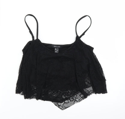 Womens UK Size 10 New Look Black Cropped Tank