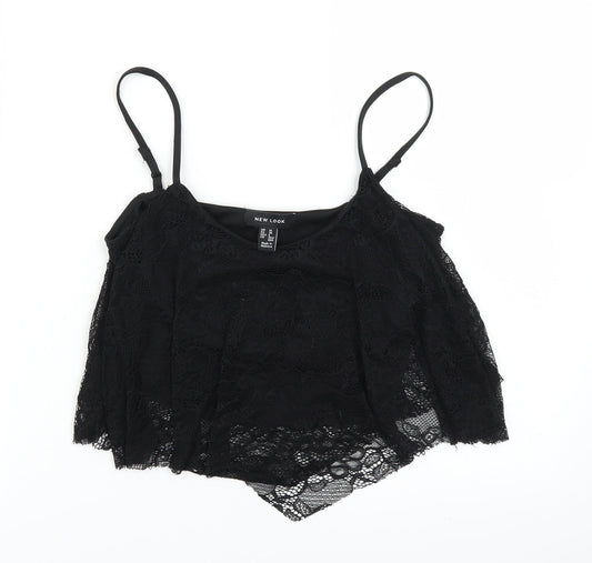 Womens UK Size 10 New Look Black Cropped Tank