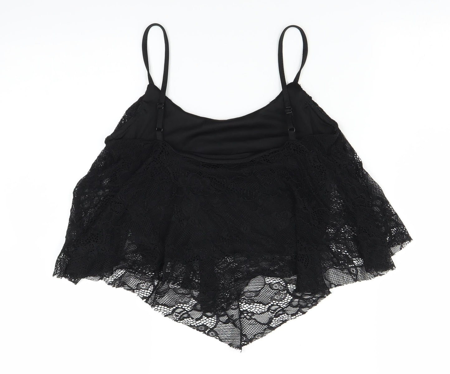 Womens UK Size 10 New Look Black Cropped Tank