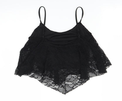 Womens UK Size 10 New Look Black Cropped Tank
