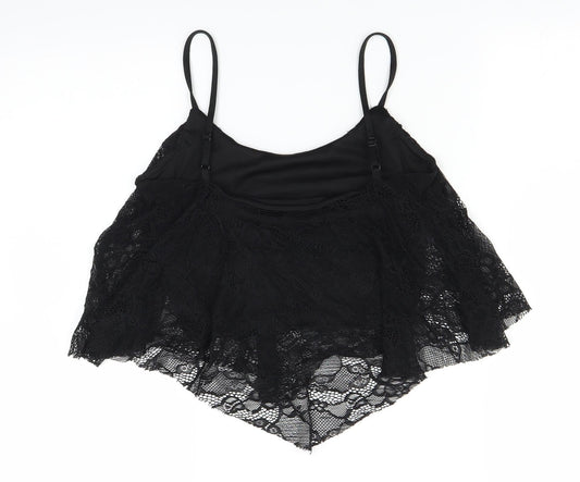 Womens UK Size 10 New Look Black Cropped Tank