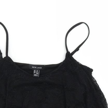 Womens UK Size 10 New Look Black Cropped Tank