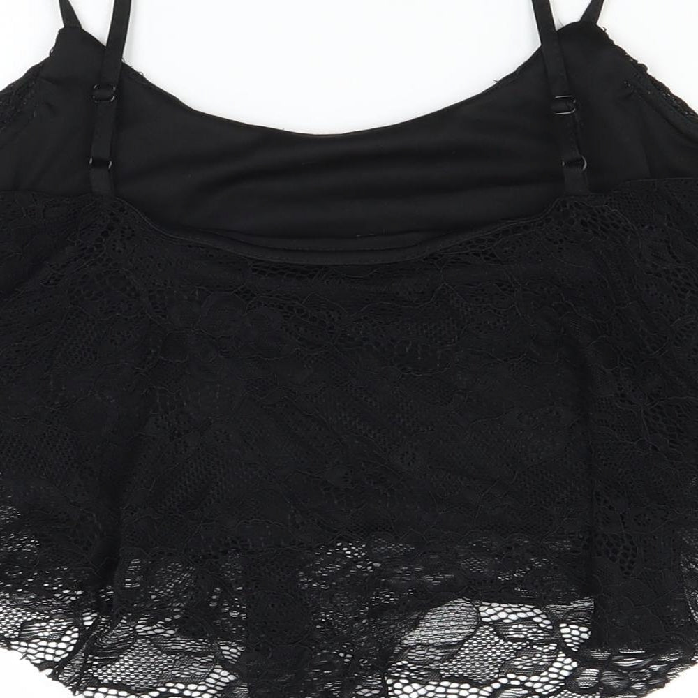 Womens UK Size 10 New Look Black Cropped Tank