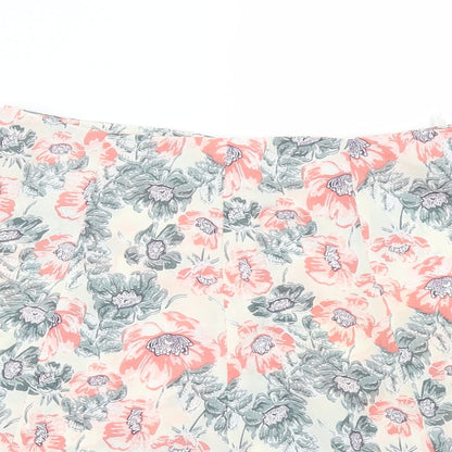 PRETTYLITTLETHING Womens White Floral  A-Line Skirt Size 6