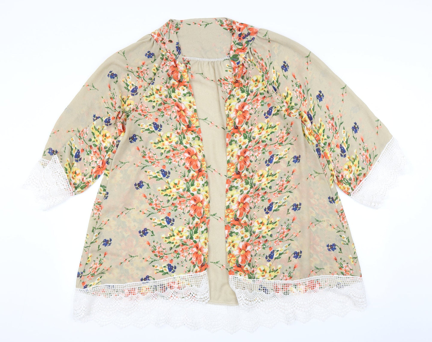Preworn Womens Brown Floral  Cardigan Jumper Size M