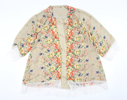 Preworn Womens Brown Floral  Cardigan Jumper Size M