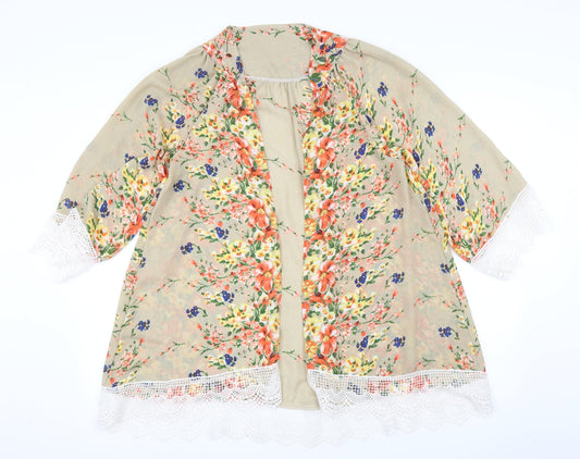 Preworn Womens Brown Floral  Cardigan Jumper Size M