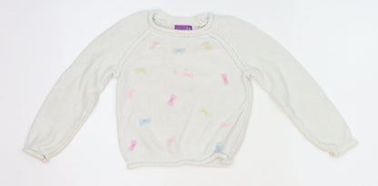 Shrinkig Violet Girls White  Knit Pullover Jumper Size 4-5 Years