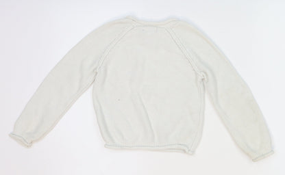 Shrinkig Violet Girls White  Knit Pullover Jumper Size 4-5 Years