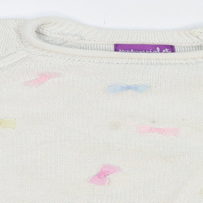 Shrinkig Violet Girls White  Knit Pullover Jumper Size 4-5 Years