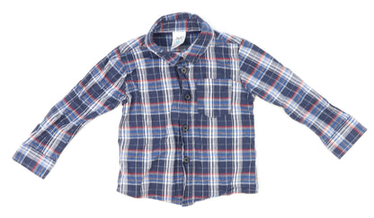 Jet Boys Blue Plaid  Basic Dress Shirt Size 12-18 Months