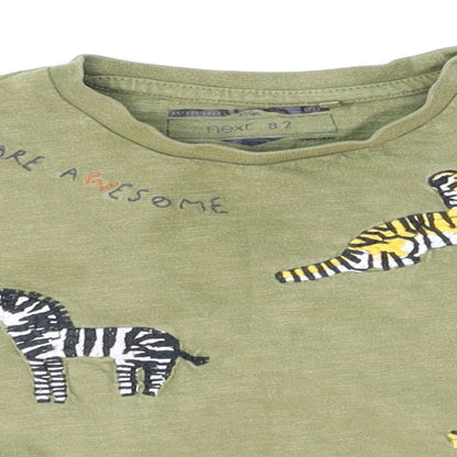 NEXT Baby Green   Basic T-Shirt Size 12-18 Months  - animal, tiger, zebra