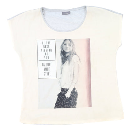 Womens UK Size L Yessica Grey Basic T-Shirt