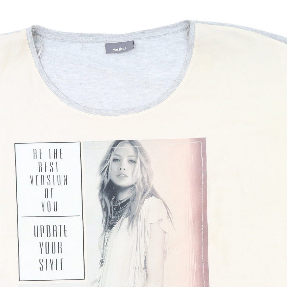 Womens UK Size L Yessica Grey Basic T-Shirt