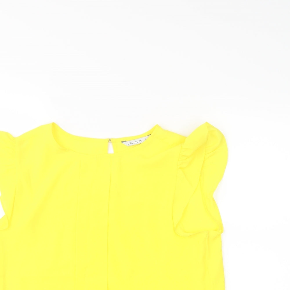 Womens UK Size S Calliope Yellow Basic Blouse