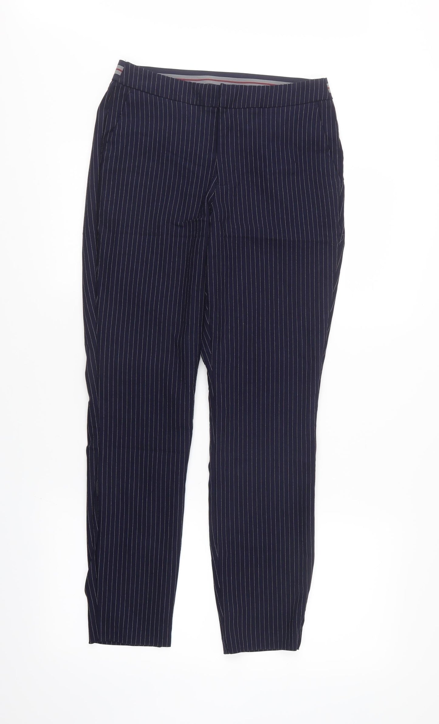 RESERVED Womens Blue Striped  Trousers  Size 10 L27 in - elastic waist