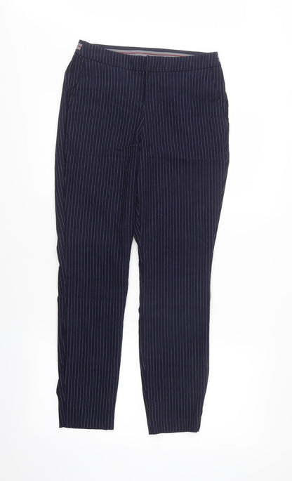 RESERVED Womens Blue Striped  Trousers  Size 10 L27 in - elastic waist