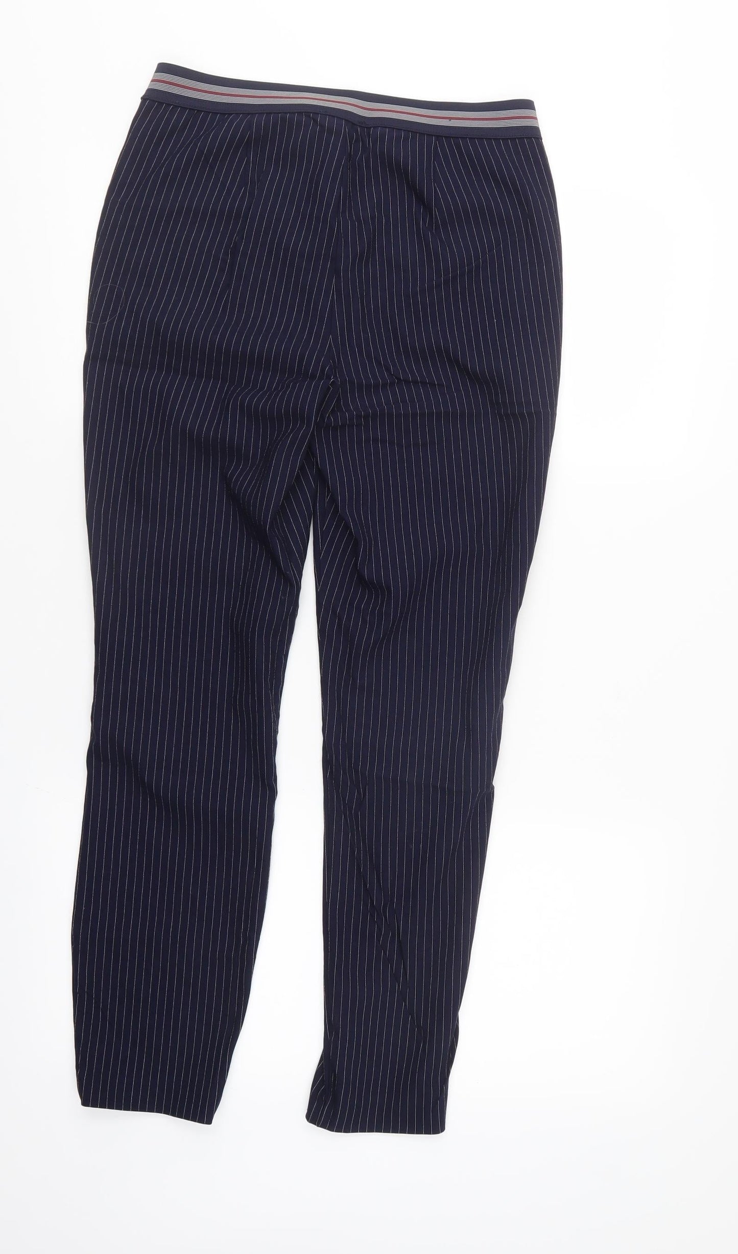 RESERVED Womens Blue Striped  Trousers  Size 10 L27 in - elastic waist