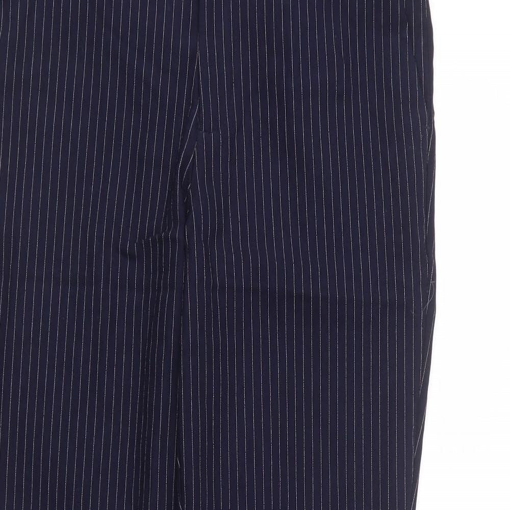 RESERVED Womens Blue Striped  Trousers  Size 10 L27 in - elastic waist